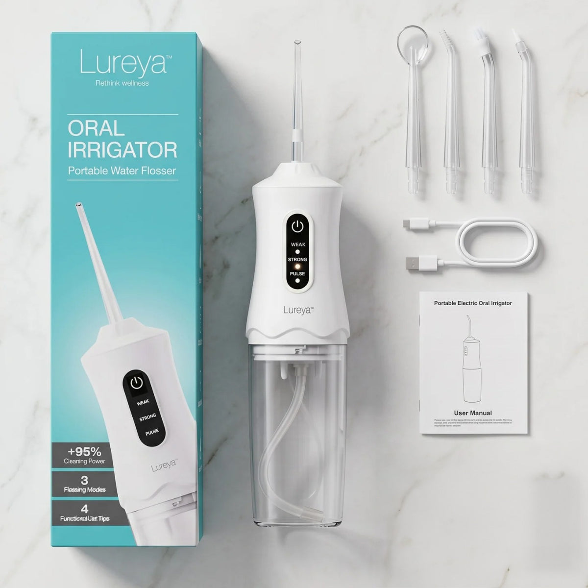 סילונית שיניים Lureya — מארז שלישיה (לבן + ירוק + ורוד) - Lureya
